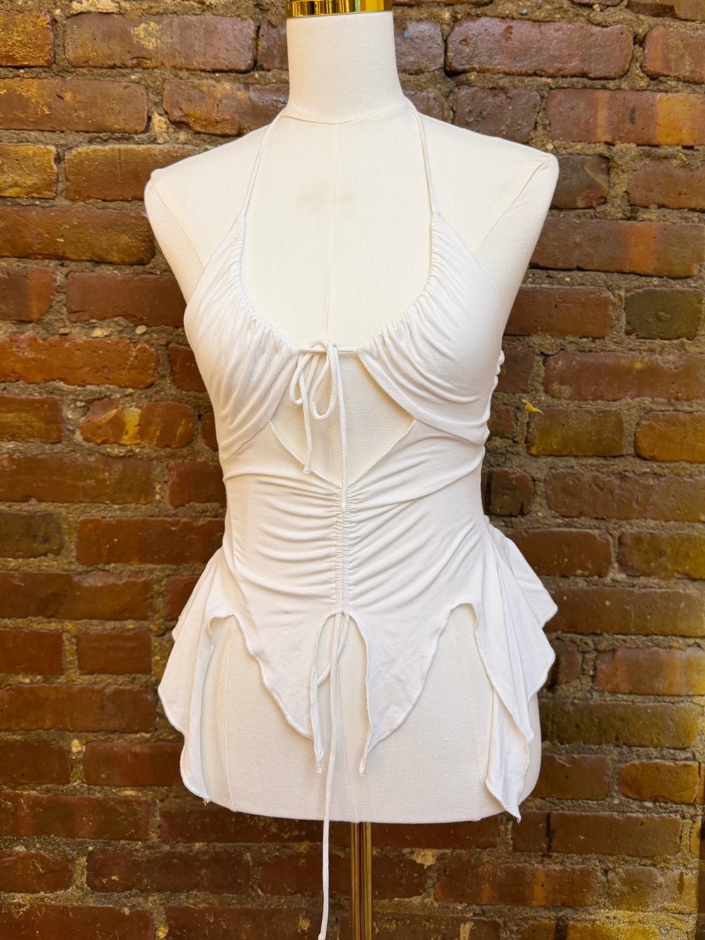 IAMGIA White Halter Ruched Women’s Tank Top